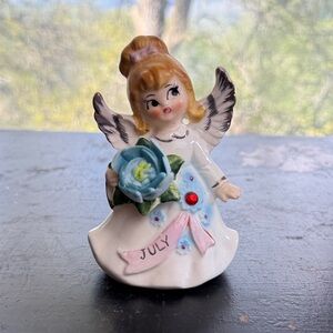 Lefton Angel Figurine with Blue and Pink Accents